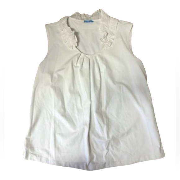 J. McLaughlin Women’s Ruffle Neck Sleeveless Nylon/Spandex White Top Med - Picture 1 of 5